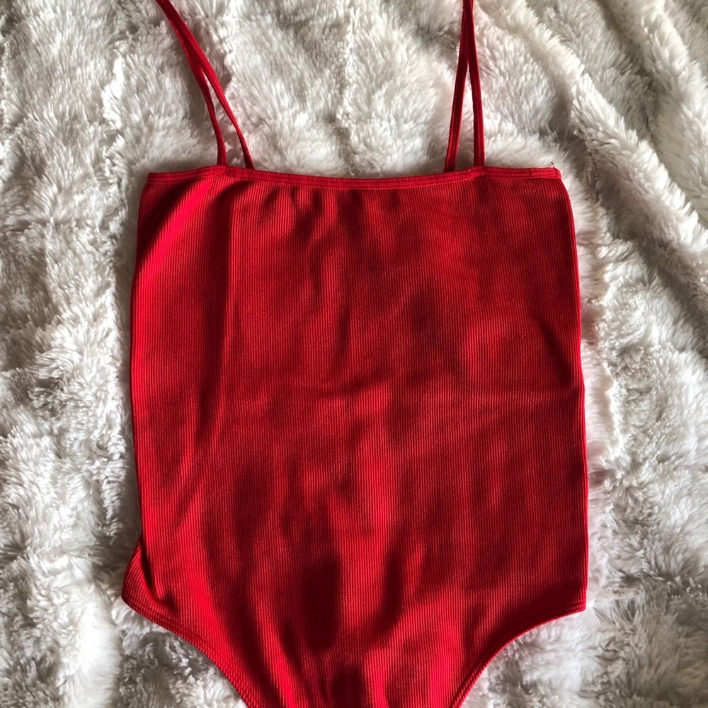 Pacsun Basics red ribbed bodysuit